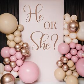 He or She Gender Reveal Decorations, Gender Reveal Stickers Boy or Girl Sign Gender Reveal Backdrop Decal for Balloon Arch Baby Shower Gender Reveal Party Decorations