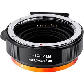 EF/EF-S to EOS M Electronic Lens Adapter, K&F Concept Auto Focus Lens Mount Adapter Ring Compatible for Canon EF EF-S Mount Lens to EOS M Mount Cameras