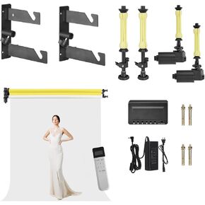 Electric Backdrop Support System Wall Mount Motorized Electric Photo Background Roller with Remote for Studio Live Game Video Background Home, Compatible with Light Stands, Walls, Ceiling