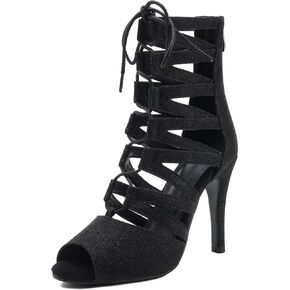 Tinrymx Womens Ballroom Dance Shoes Lacle Boots Lace Up Boodies Mordern Jazz Latin Salsa Heels ، Model DS-K500