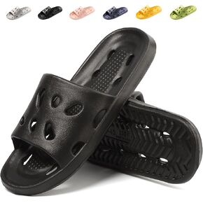 FINLEOO Shower Shoes for Women Men, Comfortable Quick Drying Pool Slides, Non-Slip Beach Sandals Arch Support Bathroom Travel College Dorm Shower Slippers