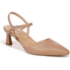 Naturalizer Womens Tara Pointed Toe Kitten Heel Ankle Strap Pump Taupe Beige 7 M