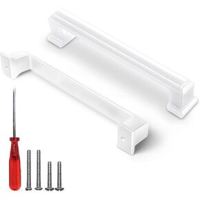 5 Inch Hole to Hole - White Drawer Pulls - 4 Pack - Drawer Handles - White Kitchen Cabinet Handles - Handles for Cabinets - White Cabinet Pulls - Kitchen Cabinet Hardware