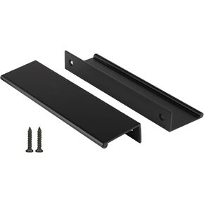 Peaha 10 Pack Kitchen Cabinet Handles 5 inch Black Pulls for Dresser Drawers Door Edge Finger Pull Aluminum Alloy Hardware