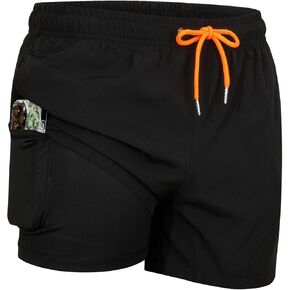 JOYSON Mens Swim Trunks with Compression Liner Quick Dry Gym Athletic Workout 5" Shorts
