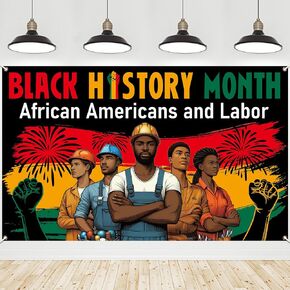 party greeting Black History Month Photo Backdrop African American Celebration Holiday Decorations Black History Background Sign for Home Office Classroom Bulletin Board Hanging Banner Party Supplies