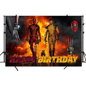 Deadpol Backdrop, Deadpol Birthday Party Banner Background for Photography, Multicolor (5x3FT)