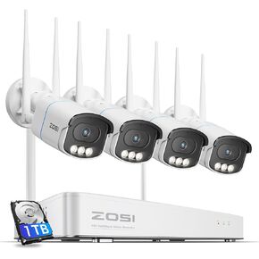 Zosi 4K WiFi 6 Camera Camera System ، 4pcs 4K 4K Outdoor Indoor Clipas ، Aurora Lux Vision Full Color Coll Confect in Kuwait
