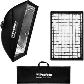 Profoto 2x3-Feet Softbox Rectangular Soft Light with Precision (Silver) Bundle with Profoto Softgrid 2x3-Feet with 50-Degree Light Spread Limit and Hook-and-Loop Fastener Attachments (2 Items)
