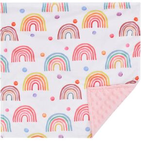 Security Blankets for Babies,Soft Small Loveys for Girls,Baby Comforter Sensory Blanket, Great Gifts for Birthday Baby Shower 17 * 17inches,Pink Rainbow