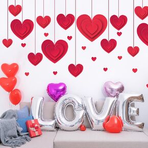 Valentine’s Day Wall Decals – Removable Love Heart Wall Stickers & Window Clings, Romantic Wall Art for Bedroom Living Room Office, Cute Peel and Stick Valentine's Day Decor for Kids & Adults