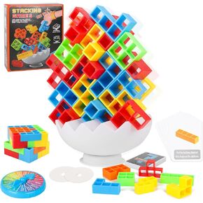 70 Pcs Tetra Tower Balance Stacking Blocks Game, Board Games for 2+ Players Family, Parties, Travel, Kids & Adults Team Building，Toys Gifts for Boys Girls Age 3+