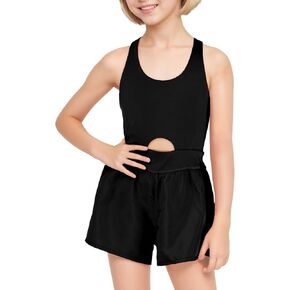Workout Romper Sleeveless One Piece Outfits Shorts Athletic Running Jumpsuit Clothes 8-14 Years