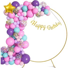 7.2Ft Round Backdrop Stand Circle Balloon Arch Frame Kit for Wedding Flower Ring Party Background Decoration (Macaron)