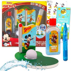 Mickey Mouse Bath Toys for Kids - Bundle with Foam Mickey Golf Ball, Golf Putter, Body Wash, Stickers, More | Mickey Mouse Bathroom Set for Toddlers