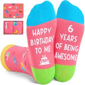 Zmart Gifts for 6 Year Old Girls Boys, 6th Birthday Gifts, Gifts for Boys Girls Age 6, 6 Year Old Socks Crazy Silly Funny Socks for Kids