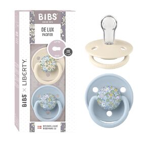 BIBS De Lux Baby Pacifier 2-Pack | BPA Free Soother | Made in Denmark | Round Nipple Silicone | OneSize 0-36 Months | Eloise Baby Blue