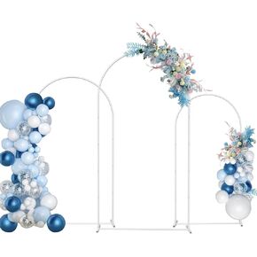 Metal Arch Backdrop Stand Set of 3 (8FT, 7.3FT, 6.6FT), Large Size Wedding Arch Backdrop Stand Arched Backdrop Frame for Birthday Party Ceremony Baby Shower Balloon Arch Decoration, White