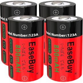 123A بطاريات قابلة لإعادة الشحن ، بطاريات EaseBuy 800mAh قابلة لإعادة الشحن لأرلو VMS3130 VMC3030 VMK3200 VMS3330 3430 3530 كاميرات ، إنذار ، مصباح يدوي