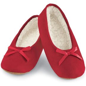 Collections Etc Faux Suede Cozy Ballerina Slippers