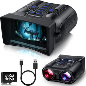 4K Night Vision Binoculars, Night Vision Goggles, Portable 3.0" HD Display, 9 Gear Night Vision,10X Digital Zoom and 32GB TF Card, 3500mAh Battery Nightvision
