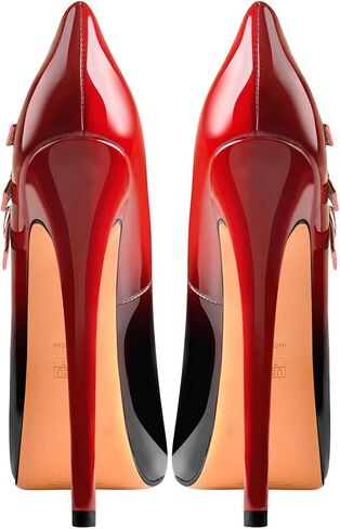 15cm Platform Round Toe Patent High Heel Stiletto Ankle Strap Pumps in Saudi Arabia