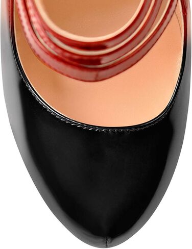15cm Platform Round Toe Patent High Heel Stiletto Ankle Strap Pumps in Saudi Arabia