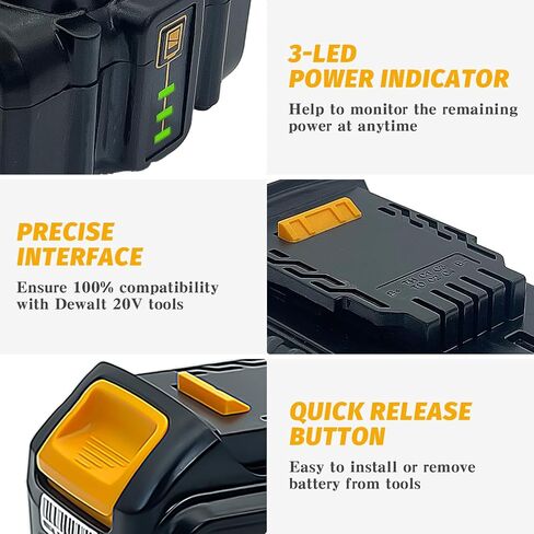 DCB206 استبدال البطارية لبطارية DEWALT 20V متوافق مع DEWALT 20V بطارية DCB206 DCB205 DCB204 DCD/DCF/DCG لأدوات الطاقة اللاسلكية DEWALT 20 فولت (2Packs) in Saudi Arabia