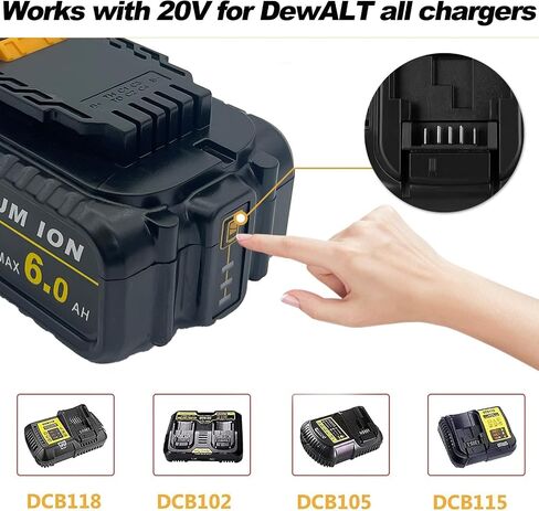 DCB206 استبدال البطارية لبطارية DEWALT 20V متوافق مع DEWALT 20V بطارية DCB206 DCB205 DCB204 DCD/DCF/DCG لأدوات الطاقة اللاسلكية DEWALT 20 فولت (2Packs) in Saudi Arabia