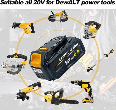 DCB206 استبدال البطارية لبطارية DEWALT 20V متوافق مع DEWALT 20V بطارية DCB206 DCB205 DCB204 DCD/DCF/DCG لأدوات الطاقة اللاسلكية DEWALT 20 فولت (2Packs) in Saudi Arabia