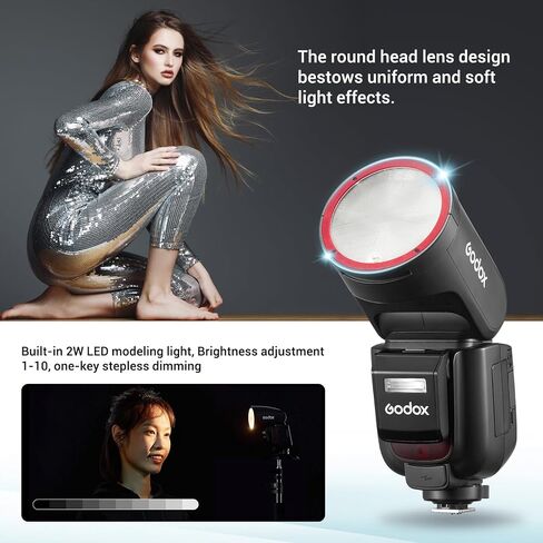 Godox V1Pro-N USA Version Camera Flash Speedlite V1Pro-NU for Nikon, with Detachable Sub Flash, USB-C Charge Battery, 2.4G Wireless HSS TTL Flash for Nikon Z9 Z8 Z7II Z6 ZFC D850 D810 D750 D610 D7100 in Kuwait