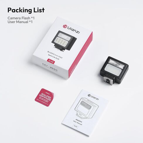 ULANZI SL02 Mini Flash Speedlite with Video Light, GN8 6500K Camera Mini Flashlight Fill Light for Canon Fuji Sony Nikon and Other More SLR Digital Cameras, 4 Power Levels Camera Flash Speedlight in Saudi Arabia