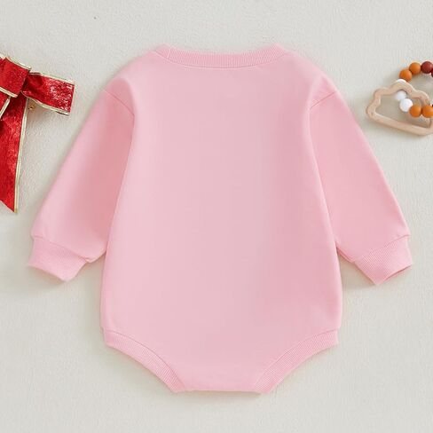 Lamuusaa Newborn Baby Girl New Year Outfit Happy New Year Letter Sequin Embroidery Romper Long Sleeve Bodysuit Winter Clothes in Saudi Arabia