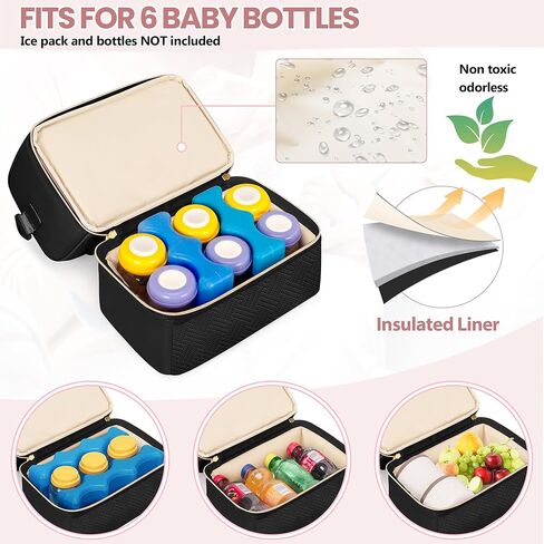 Fasrom Wearable Breast Pump Bag with Cooler Compartment Compatible with Elvie, Willow Pump, Portable Pumping Carrying Case with Waterproof Mat, Black (Empty Bag Only) in Saudi Arabia