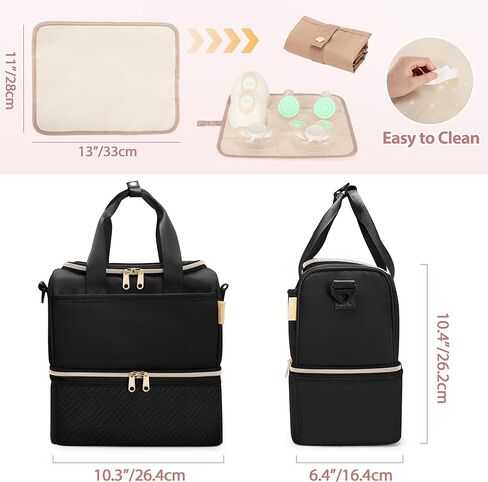Fasrom Wearable Breast Pump Bag with Cooler Compartment Compatible with Elvie, Willow Pump, Portable Pumping Carrying Case with Waterproof Mat, Black (Empty Bag Only) in Saudi Arabia