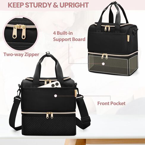Fasrom Wearable Breast Pump Bag with Cooler Compartment Compatible with Elvie, Willow Pump, Portable Pumping Carrying Case with Waterproof Mat, Black (Empty Bag Only) in Saudi Arabia