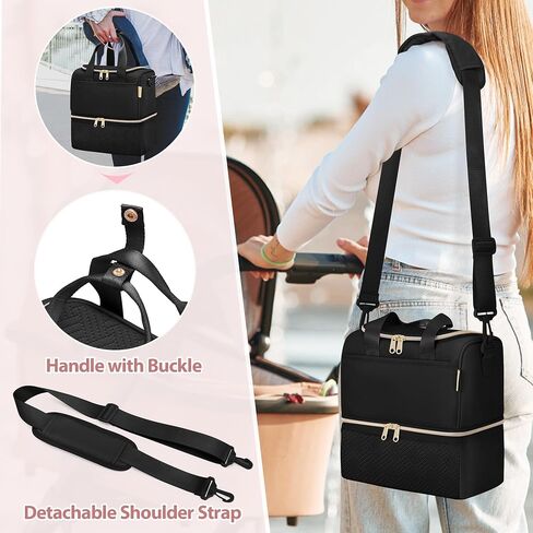 Fasrom Wearable Breast Pump Bag with Cooler Compartment Compatible with Elvie, Willow Pump, Portable Pumping Carrying Case with Waterproof Mat, Black (Empty Bag Only) in Saudi Arabia
