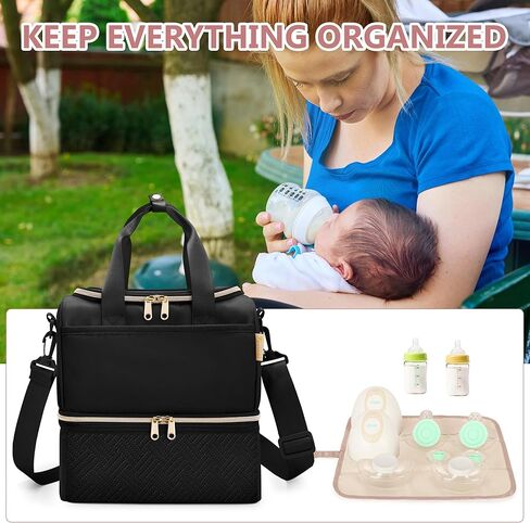 Fasrom Wearable Breast Pump Bag with Cooler Compartment Compatible with Elvie, Willow Pump, Portable Pumping Carrying Case with Waterproof Mat, Black (Empty Bag Only) in Saudi Arabia
