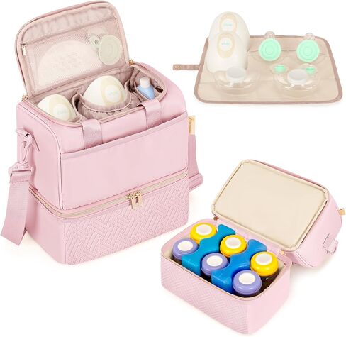 Fasrom Wearable Breast Pump Bag with Cooler Compartment Compatible with Elvie, Willow Pump, Portable Pumping Carrying Case with Waterproof Mat, Black (Empty Bag Only) in Saudi Arabia