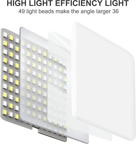 49 LED Selfie Light ، ضوء الفيديو ، مقطع ضوء الهاتف ، 200 مللي أمبير في الساعة ، 3 أوضاع الضوء المعدلة ، لوحة ضوء الكاميرا المحمولة 0-360 درجة ، إضاءة DSLR in Saudi Arabia