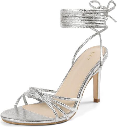 Perphy Knot Strappy Lace Up Metallic Stiletto Heel Sandals for Women in Kuwait