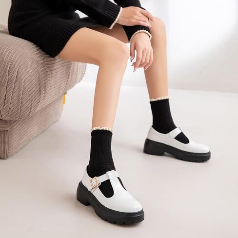 Ruiatoo Women Mary Jane Dress Shoes Platform Loafers Low Heel Chunky Pumps Round Toe Oxford Shoes in Kuwait