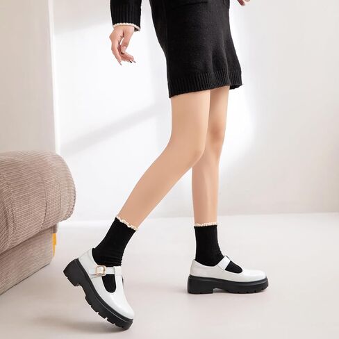 Ruiatoo Women Mary Jane Dress Shoes Platform Loafers Low Heel Chunky Pumps Round Toe Oxford Shoes in Kuwait