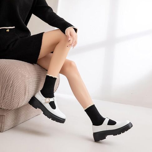 Ruiatoo Women Mary Jane Dress Shoes Platform Loafers Low Heel Chunky Pumps Round Toe Oxford Shoes in Kuwait