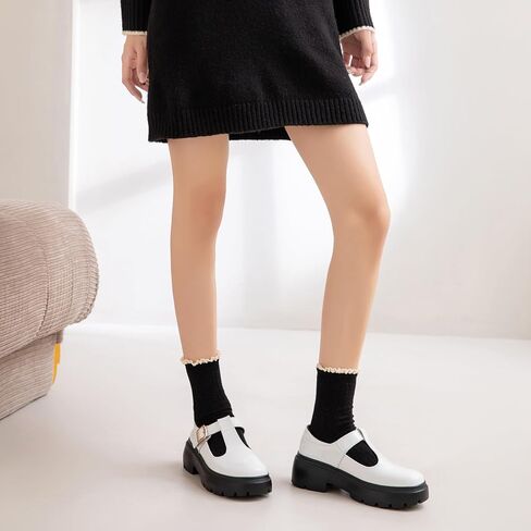 Ruiatoo Women Mary Jane Dress Shoes Platform Loafers Low Heel Chunky Pumps Round Toe Oxford Shoes in Kuwait