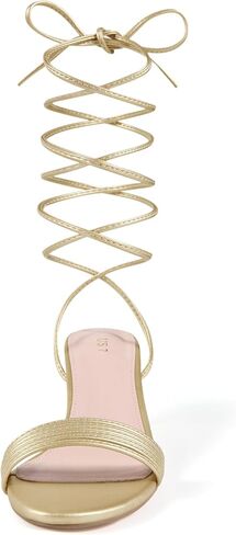 Allegra K Women's Strappy Open Toe Lace Up Kitten Heels Sandals in Saudi Arabia