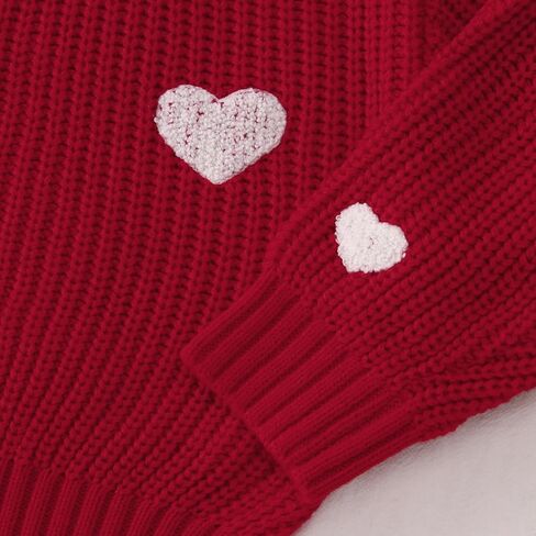BOUTIKOME Valentines Day Sweater Toddler Baby Girl Boy Heart Shirts Embroidery Knit Tops Spring Clothes Warm Winter Pullover in Kuwait