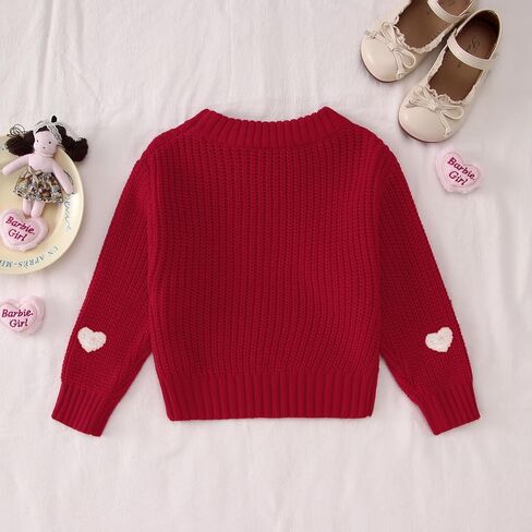 BOUTIKOME Valentines Day Sweater Toddler Baby Girl Boy Heart Shirts Embroidery Knit Tops Spring Clothes Warm Winter Pullover in Kuwait