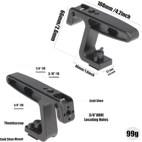 FocusFoto Mini Top Hound مع حامل أحذية بارد لكاميرات مدونة خفيفة الوزن ، وقبعة قفص الكاميرا ، وقبضة المقبض العلوي/الجانبي المصغرة مع حوامل الأحذية الباردة و 1/4 "-20 و 3/8" -16 ثقوب تحديد موقع ARRI in Kuwait