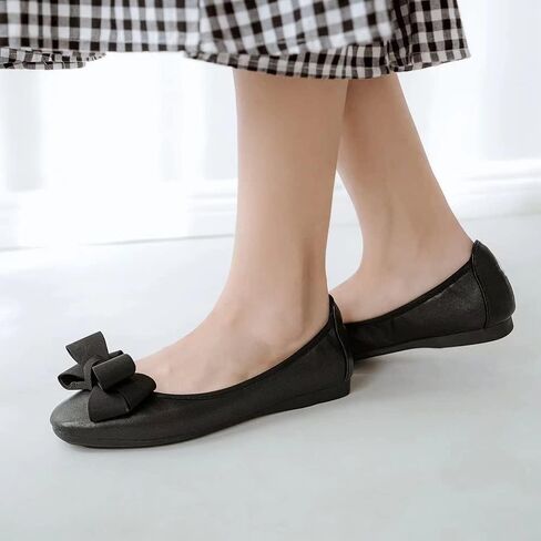 Hee grand Women Foldable Ballet Flats Bling Rhinestones Soft Leather Pointy Toe Flats Sparkle Wedding Dress Shoes Comfort Slip on Loafers Big Size in Kuwait